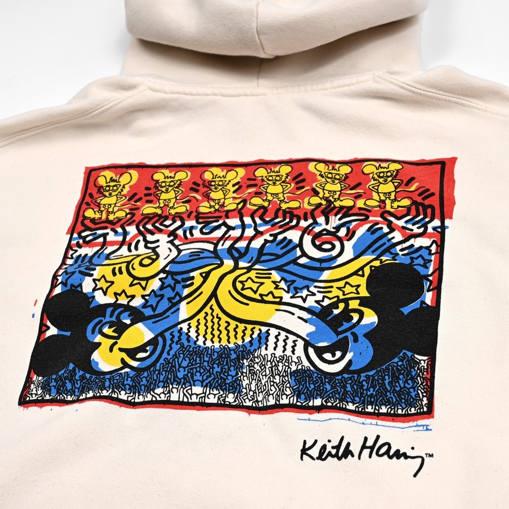 H&M Mickey Mouse Disney Keith Haring Hoodie Women's 20 Beige Street Art